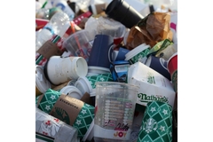 Image Plastic cups with print on pile